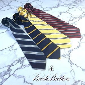 Brooks Brothers 100% Silk Handmade Ties - Lot of 4 Classic Striped Neckties